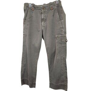 Calvin Rucker Pants Womens Medium Olive Green Cropped Cargo 100% Cotton Pockets